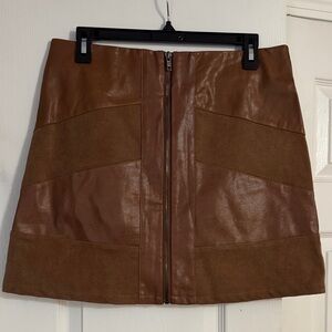 She + Sky Tan Leather Mini Skirt